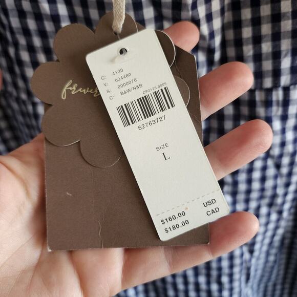 Anthropologie Forever That Girl Dress Women L Blue Gingham Mini Cottage Milkmaid - Picture 7 of 9